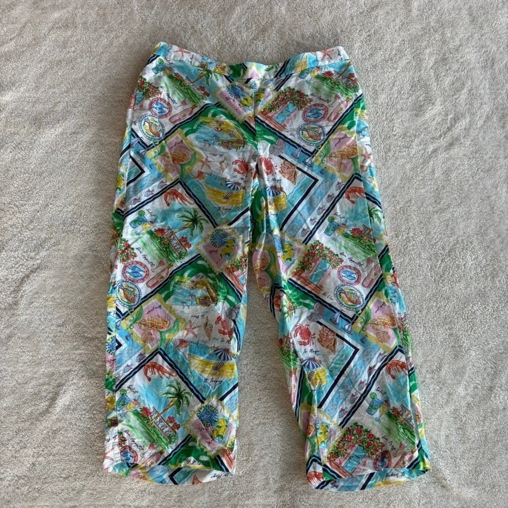 Talbots Wide Ankle Linen Cotton Pants Summer Vista Women's 2x